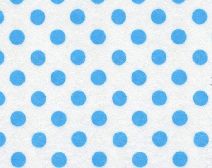 Mia's Fabrics Inc, White/Turquoise Small Polka Dot Poly Cotton Fabric by The Yard, 58”/60” (Pick a Size)