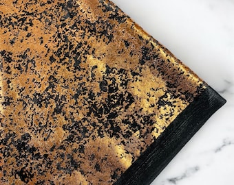 Gold Gilded Stretch Velvet Fabric | Sold By The Yard | Rose Velvet 4 Way stretch Crushed Velvet With All Over Foil