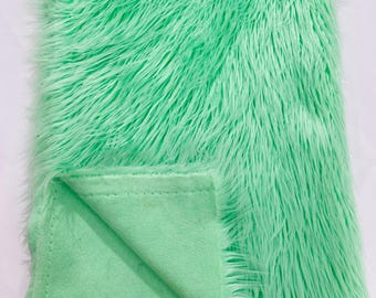 Mint Shaggy Faux Fur Fabric: Long Pile, Costume & Cosplay - 60" Wide