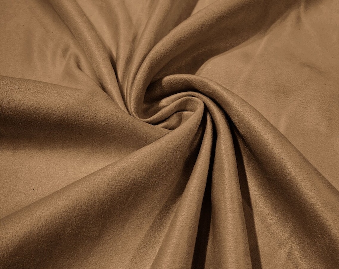 58" Faux Micro Suede Fabric - Sand - Polyester Micro Suede Fabric for Upholstery / Crafts / Costume Sold By The Yard