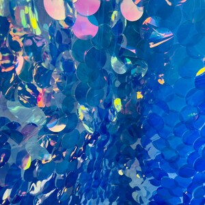 Iridescent Mermaid Sequin Fabric: 1.5&quot; Circle Paillette, 2-Way Stretch by the yard