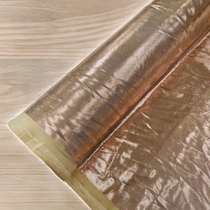 Rose Gold Metallic Foil 4 Way Stretch Sold By The Yard, Spandex Fabric Foggy Foil Metallic Shiny Nylon Spandex Swimwear Costume 60”Wide