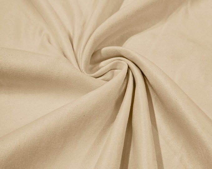 58" Faux Micro Suede Fabric - Ivory - Polyester Micro Suede Fabric for Upholstery / Crafts / Costume Sold By The Yard