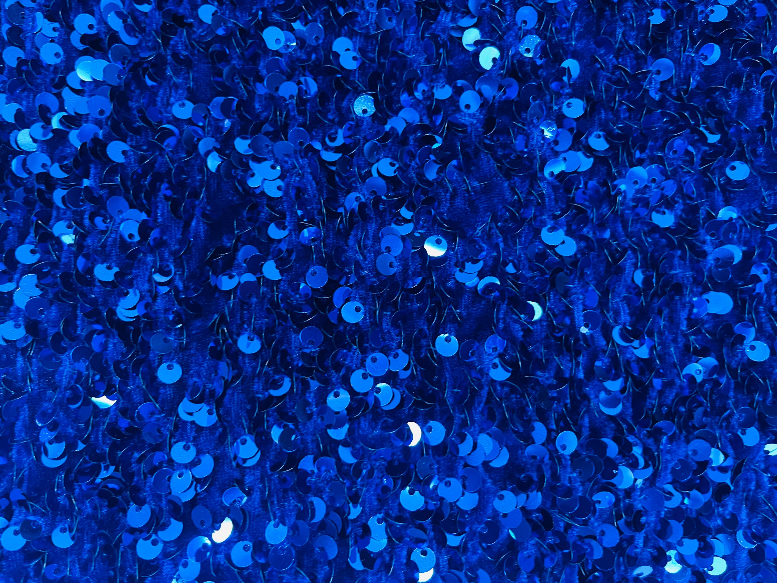Royal Blue Sequin on Royal Stretch Velvet With Luxury Sequins All Over 5mm  Shining Sequins 2-way Stretch 58/60 choose the Quantity 