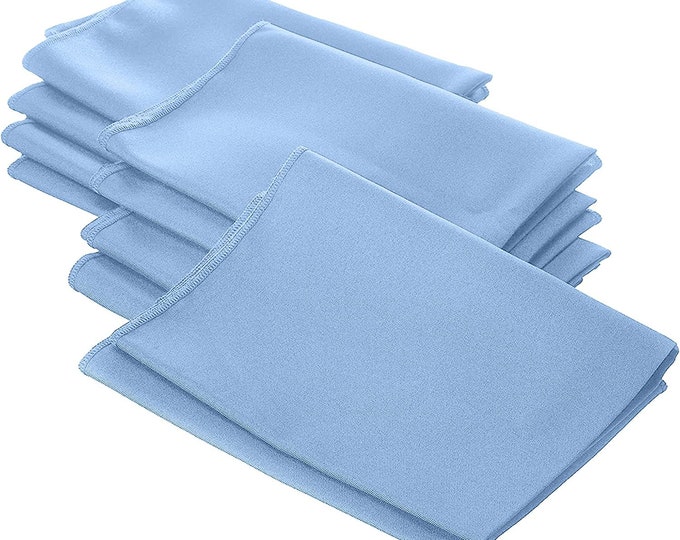Blue Poly Polyester Poplin Napkin 18 by 18-Inch, Napkins Ideal for Parties, Weddings and Dinners