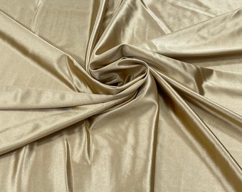 Champagne Shiny Polyester Spandex Fabric: 4-Way Stretch, Sold By The Yard