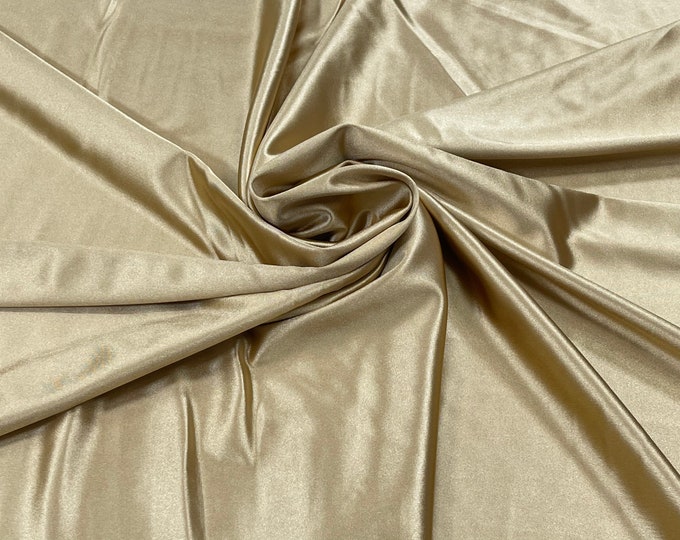 Spandex Luxury Fabric - Beige/Champagne - Shiny Polyester Spandex Stretch Fabric Sold By The Yard - 20% Spandex (Pick a Size)