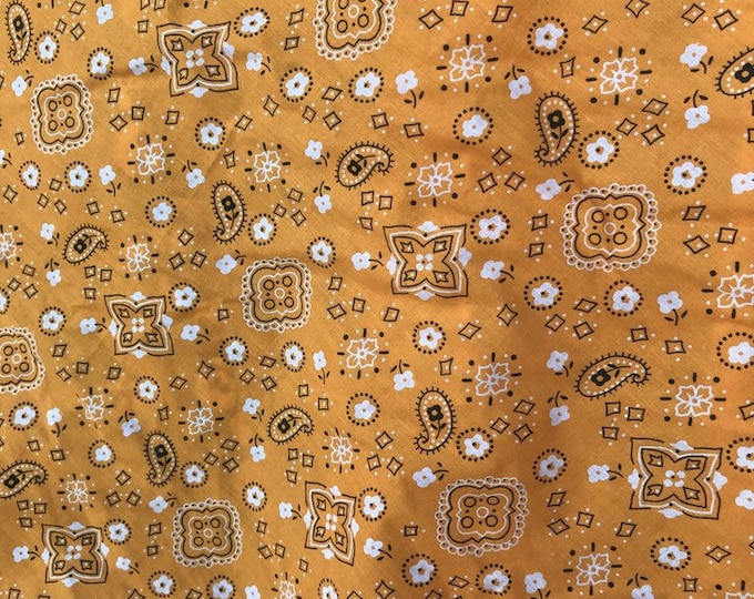 Tangarine Bandana Print Fabric Cotton/Polyester Sold By The Yard