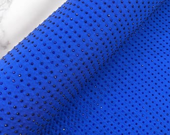 Royal Blue Rhinestone Spandex Fabric: 4-Way Stretch, Prom Dress Material