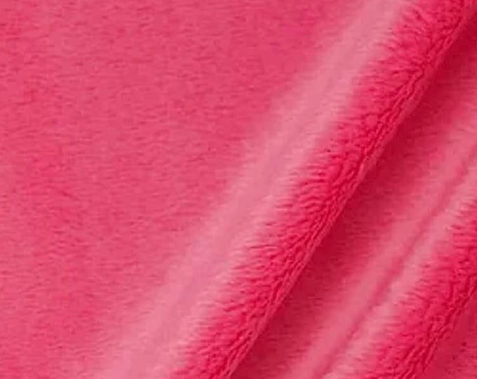 Hot Pink Minky Fabric By The Yard, 60” Wide, Ultra Soft Fabric, 3.mm Pile, Used for Blanket, Mia' Fabrics Inc