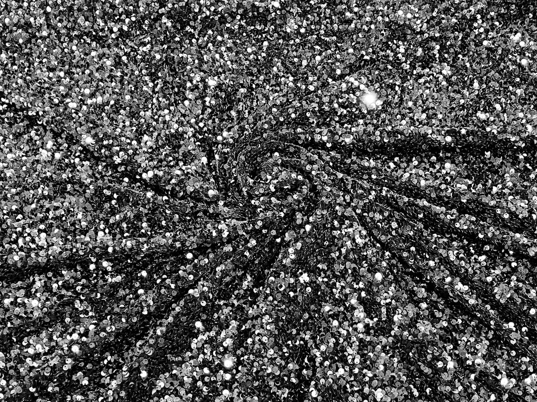 Black Sequin Fabric on Black Stretch Velvet by the Yard Etsy