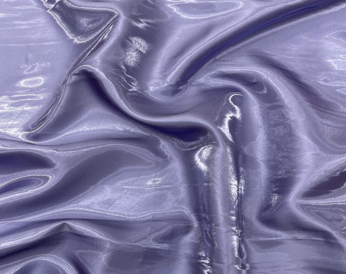 Periwinkle Liquid Crystal Silk satin By Yard, Liquid Bridal Satin, Water Shine Ultra Glossy Shimmer Bridal Satin, Crystal Reflective Satin