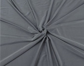 Dark Gray Shiny Milliskin Nylon Spandex Fabric 4 Way Stretch Prom-Gown-Dress, 58" Wide Sold by The Yard (Pick a Size)