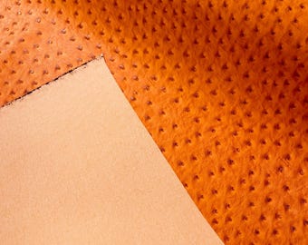 Orange Ostrich Embossed Vinyl Fabric: Faux Leather Upholstery, 54" Wide