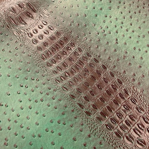 Hunter Green Embossed Vinyl Fabric: Crocodile Ostrich Leather Upholstery