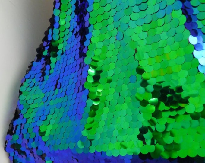 Iridescent Green Round Sequin Fabric, Tear Drop Mermaid Sequin Fabric, Sequins Fabric Mermaid Dresses-Nightgowns-Prom Gown (Pick a Size)