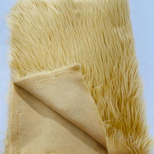Gold Shaggy Faux Fur Fabric By Yard, Long Pile Luxury Shaggy Craft, Costume, Apparel, Decoration, Cosplay, Sewing Decoration 60" Wide