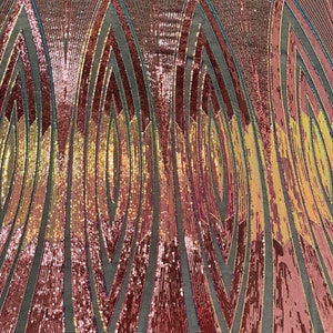 Iridescent Sequin Damask Design on a 4 Way Stretch Sequins Fabric Mesh-Prom-Gown By Yard