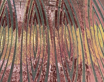 Iridescent Sequin Damask Design on a 4 Way Stretch Sequins Fabric Mesh-Prom-Gown By Yard