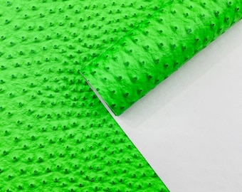 Neon Green Ostrich Embossed Vinyl Fabric: 54" Wide Faux Leather Upholstery