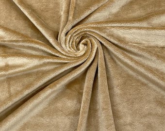 Camel Minky Fabric By The Yard: Ultra Soft 2-Way Stretch, 60" Wide