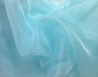 AQUA Sparkle Crystal Sheer Organza Fabric Shiny for Fashion, Crafts, Decorations 60" by the Yard (Pick a Size)