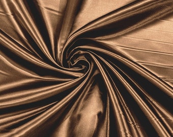 Cappuccino Bridal Satin Fabric: Shiny Polyester Charmeuse, 60" Wide, Sold by the Yard