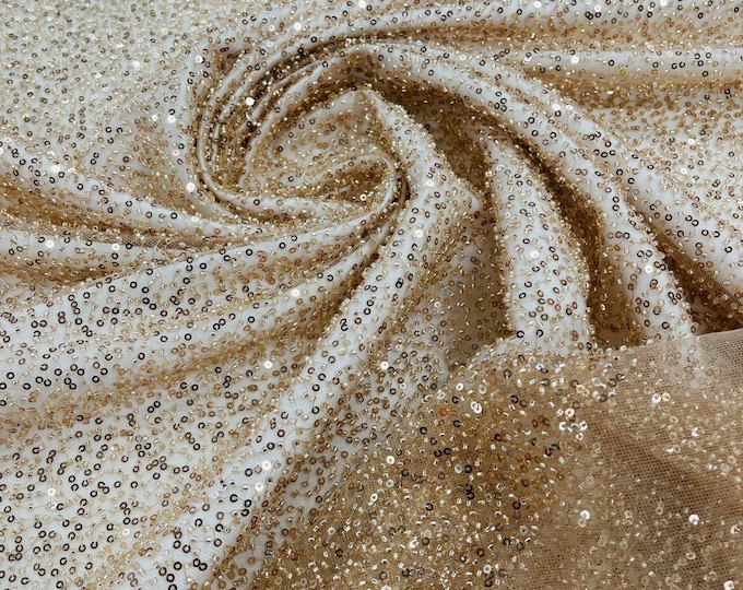 Skin Gold 3D Beaded Lace Fabric | by the yard | heavy Sequin bead Lace for Bridal Wedding Dress, Embroidery  Handmade Lace, Beads on a Mesh