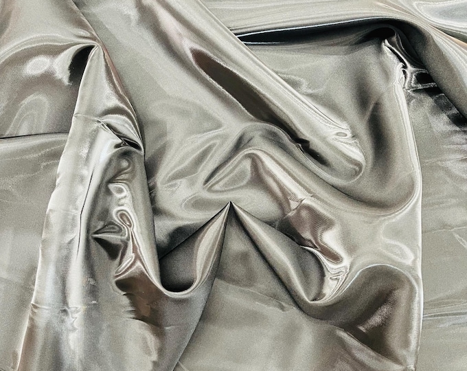 Black Liquid Crystal silk satin By The Yard, Liquid Bridal Satin, Water Shine Ultra Glossy Shimmer Bridal Satin, Crystal Reflective Satin