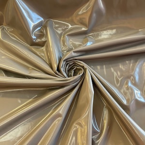 Dark Gray Shiny Vinyl Fabric: 4-Way Stretch Spandex, 58&quot; Wide