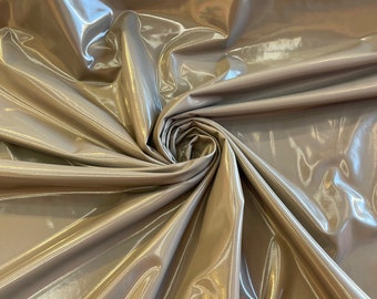Dark Gray Shiny Vinyl Fabric: 4-Way Stretch Spandex, 58" Wide