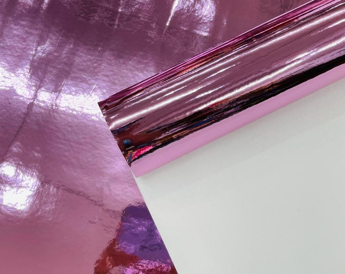 Pink Chrome Mirror Reflective Vinyl Fabric By The Yard, Crafting Fabric Upholstery Vinyl Fabric Chrome Mirror Reflective Vinyl