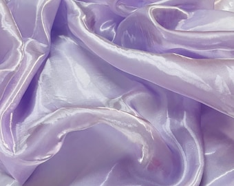 Lilac Liquid Organza Fabric: Crystal Reflective Glossy Sheer Organza, 60" Wide By The Yard