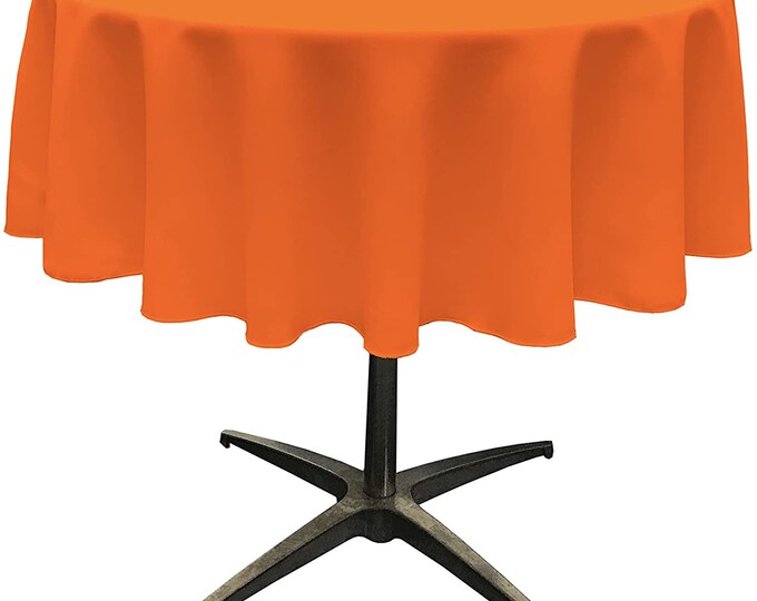 Mia's Fabrics Inc, Orange Tablecloth Polyester Poplin Tablecloth Inch Round Banquet Cloth, Wrinkle Resist Quality (Pick a Size)