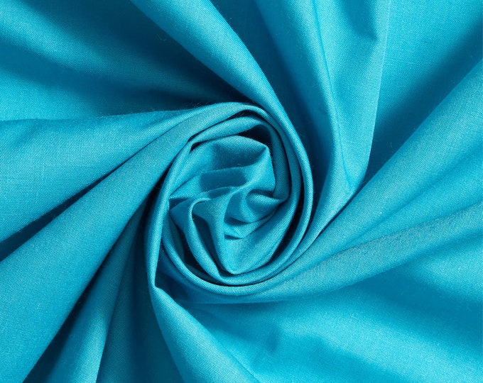 TURQUOISE 60" Poly Cotton Broadcloth, Fabric by the Yard