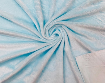 Aqua Blue Minky Fabric By The Yard, Ultra Soft Fabric, 3.mm Pile, 2 Way Stretch Minky Fabric, 60” Wide Used for Blanket