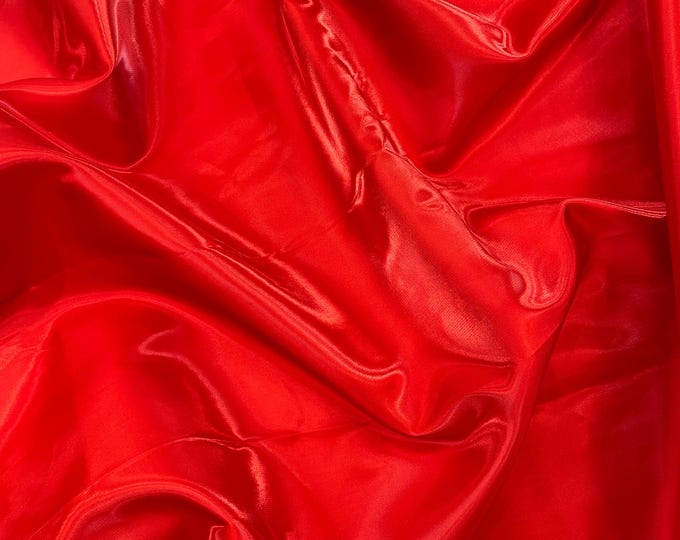 Red Liquid Crystal silk satin By The Yard, Liquid Bridal Satin, Water Shine Ultra Glossy Shimmer Bridal Satin, Crystal Reflective Satin