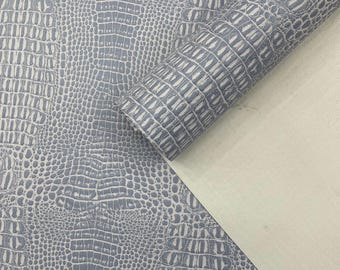 Cool Silver Crocodile Marine Vinyl Fabric Upholstery By Yard, Waterproof Anti-Fungal, 2 Tone Crocodile Marine Outdoor Upholstery-Auto-Boat