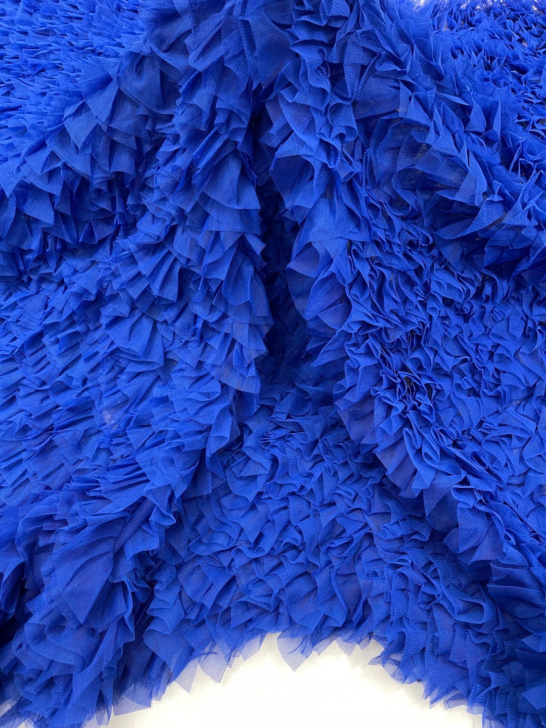 Royal Blue Tulle Ruffle Fabric, 60