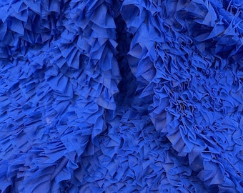Royal Blue Tulle Ruffle Fabric, 60" Wide Waves - Prom Dress Wedding & Decoration