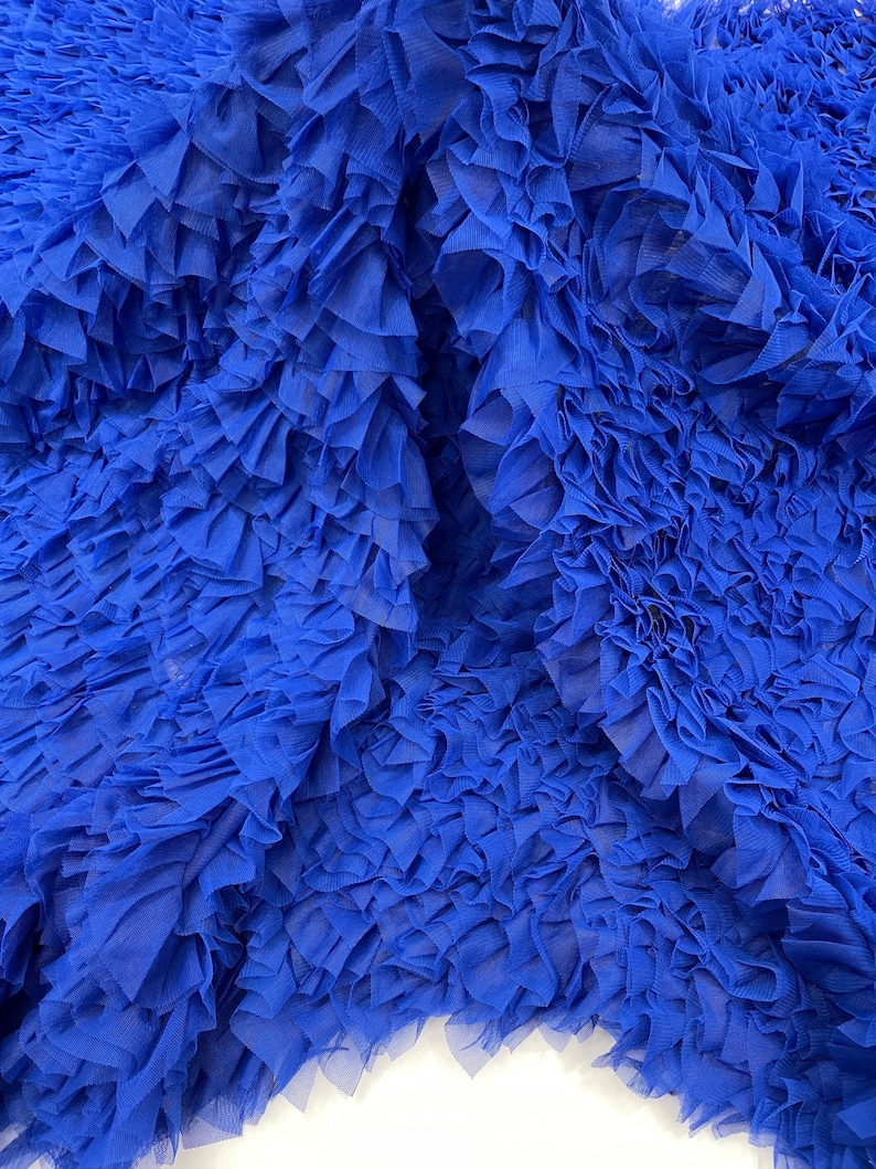 Fabric Flowing Ruffle Royal Blue Tulle Ruffle Fabric, 60