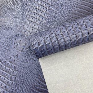 Tide Blue Faux Crocodile Vinyl Upholstery Fabric: 54&quot; Wide