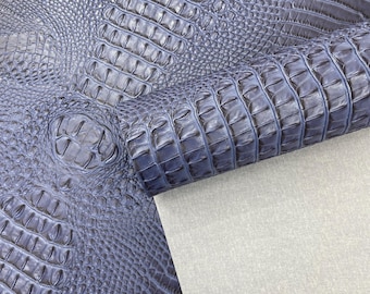 Tide Blue Faux Crocodile Vinyl Upholstery Fabric: 54" Wide
