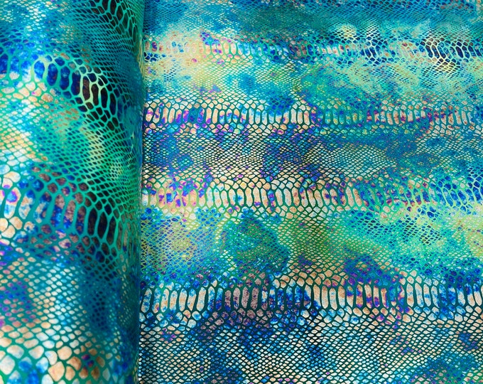 Lime/Green  King Snake Design Metallic Nylon Spandex With Iridescent Foil 4-Way Stretch 58/60 Fabric By The yard, (Choose The Size)