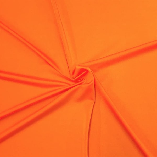 Neon Orange Nylon Spandex Fabric, Shiny Milliskin Nylon Spandex Fabric 4 Way Stretch Prom-Gown-Dress, 58"Wide Sold by The Yard (Pick a Size)
