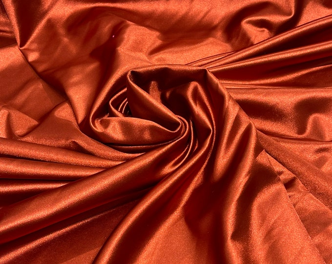Spandex Luxury Fabric - Burnt Orange - Shiny Polyester Spandex Stretch Fabric Sold By The Yard - 20% Spandex (Pick a Size)