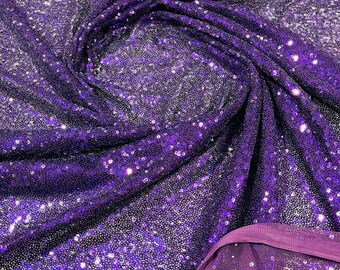 Plum Sequin Fabric Mini Glitz Sequins, By The Yard Sequin Fabric Dresses-Nightgowns-Prom Gown (Choose The Quantity)