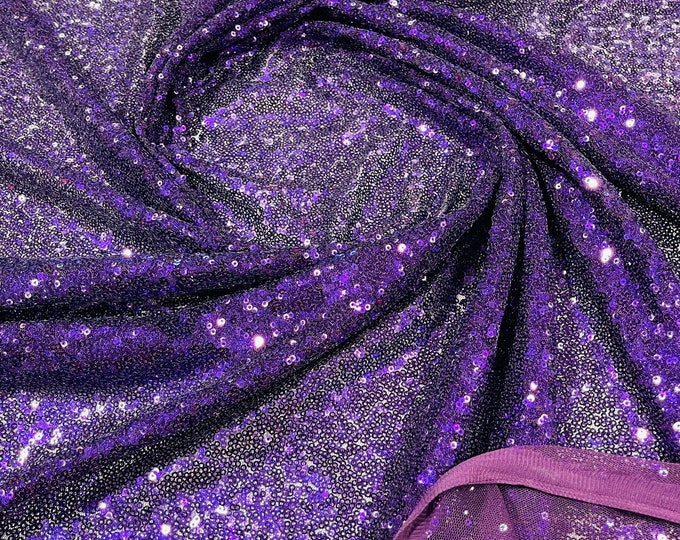 Plum Sequin Fabric Mini Glitz Sequins, By The Yard Sequin Fabric Dresses-Nightgowns-Prom Gown (Choose The Quantity)