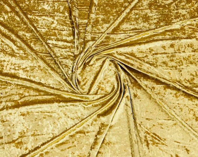 Gold Stretch Crushed Velvet Fabric Sold By The Yard - 58”/60'' Wide, Sewing, Apparel, Costume, Craft