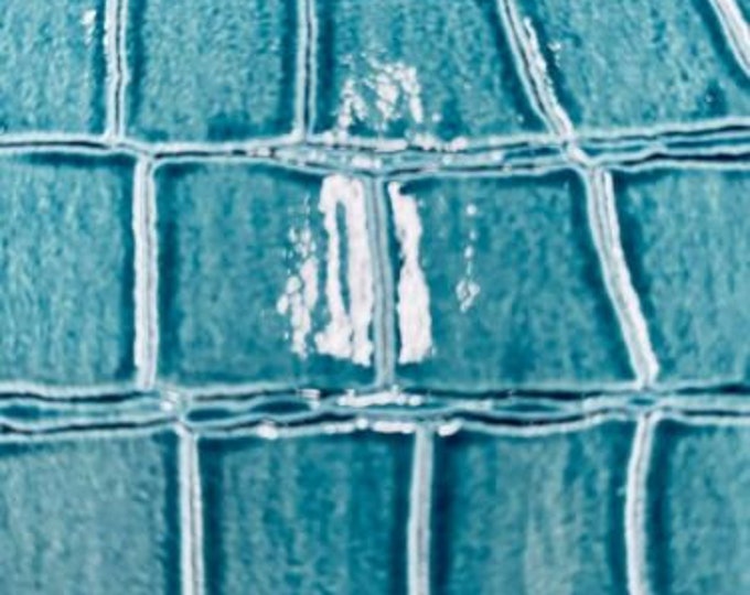 Teal Vinyl Faux Fake Leather Pleather Embossed Shiny Alligator Fabric - By The Yard Upholstery Purses Shoes Wallets Belts